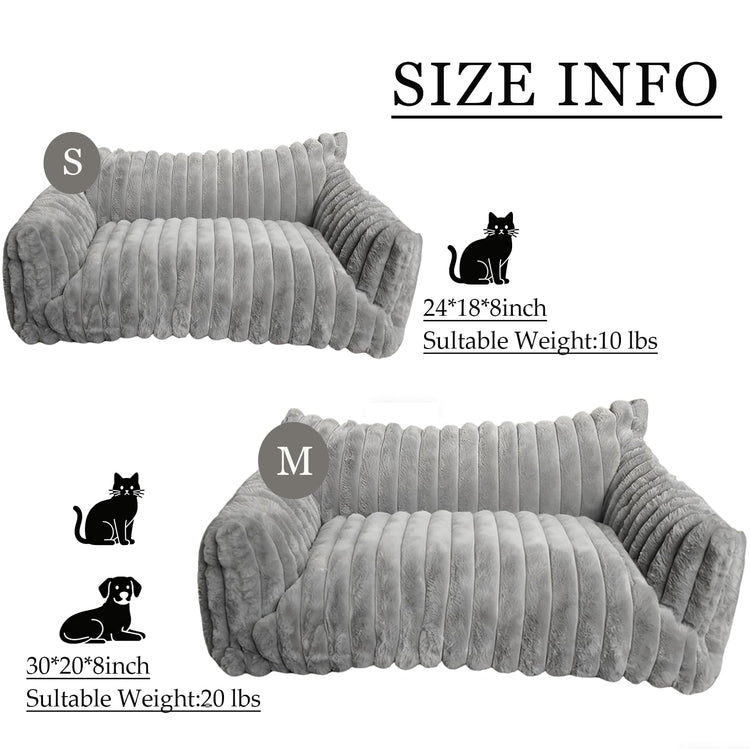 Cat Couch for Pets - Cute Cat Beds for Indoor Cats with Removable Cover, Washable Soft Corduroy Plush, Fluffy Supportive Pet Sofa Chair for Small Dog & Cats, 30 inch Brown