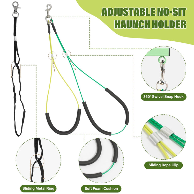 Dog Grooming Arm with Pet Grooming Hammock, getlstub 35" Pet Grooming Table Arm with Adjustable No Sit Haunch Holders, Dog Grooming Stand with Loop Noose for Small and Medium Pets