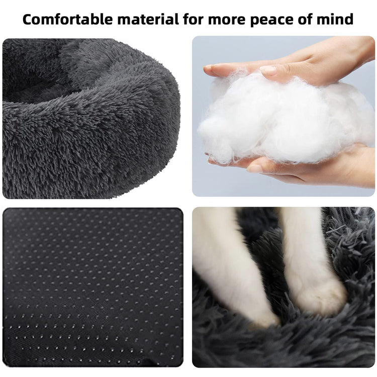 Dog Bed for Small Medium Large Dogs Cats, 20 inch Calming Washable-Round Cozy Soft Pet Bed for Puppy and Kitten with Slip-Resistant Bottom