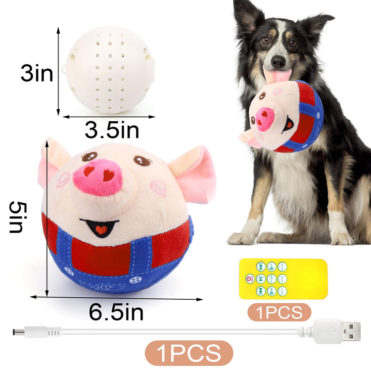 BABORUI Interactive Dog Toys Pig, Jumping Squeaky Dog Toys with Recording and Music Modes, Rechargeable Moving Dog Chew Toys for Small/Medium/Large Dogs to Keep Them Busy(Blue Pig)