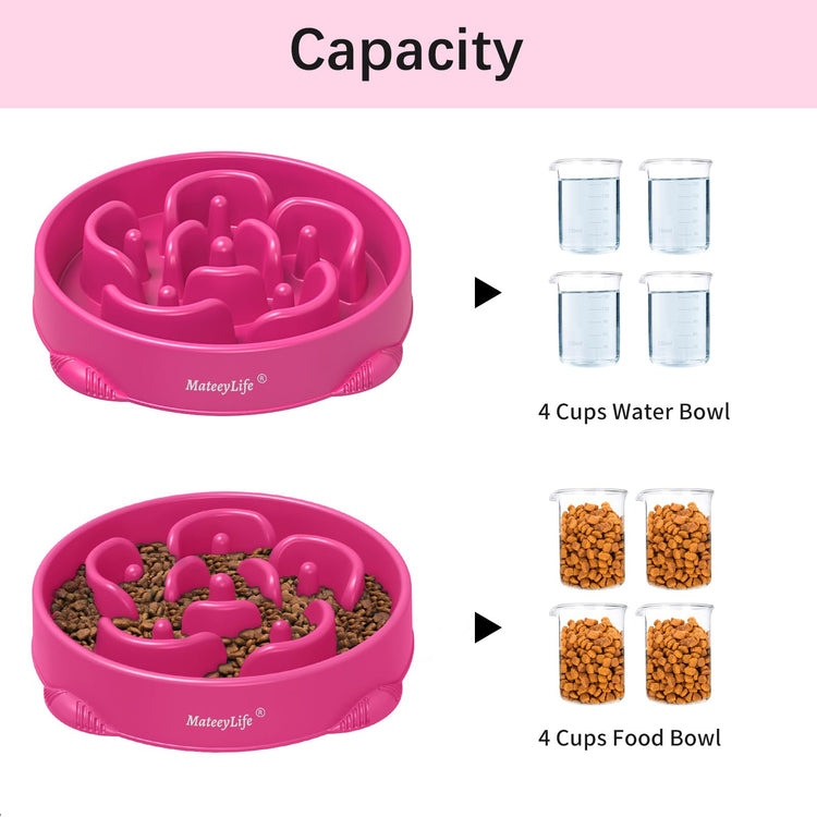 MateeyLife Slow Feeder Dog Bowls 2PCS, Anti-Choking Puzzle Dog Food Bowls, Anti-Slip Interactive Feeding Slow Down Eating, Bloat Stop Maze Dishes for Medium Breeds