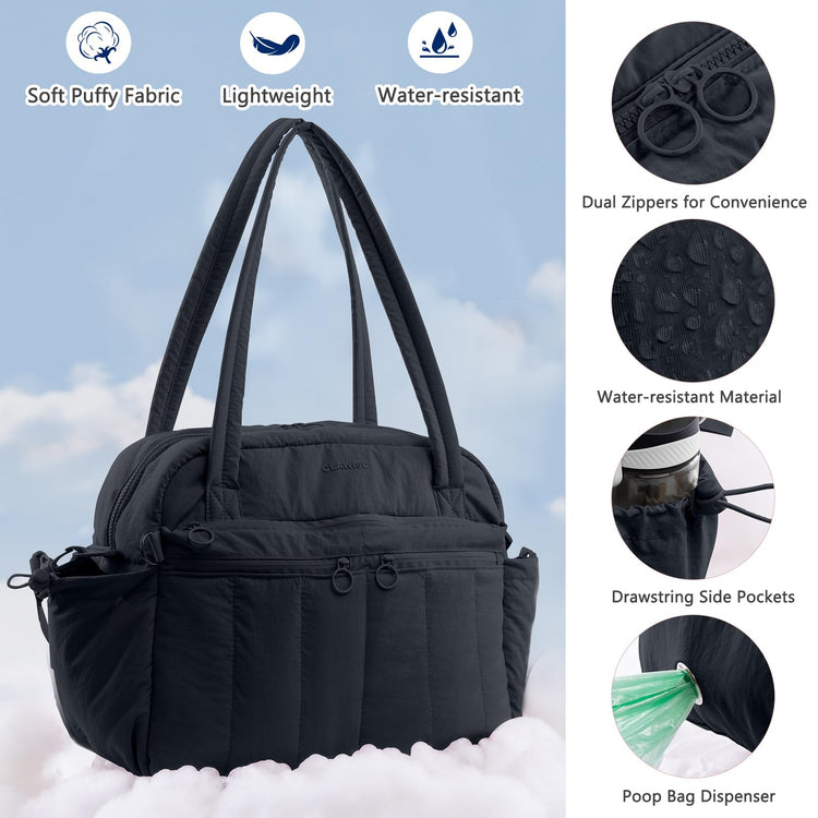 Dog Travel Bag for Supplies, Airline Approved Pet Travel Organizer with 2 Food Containers & Collapsible Bowls, Large Capacity Dogs Tote Bag for Weekend, Stylish Dog Mom Gift for Pet Lovers