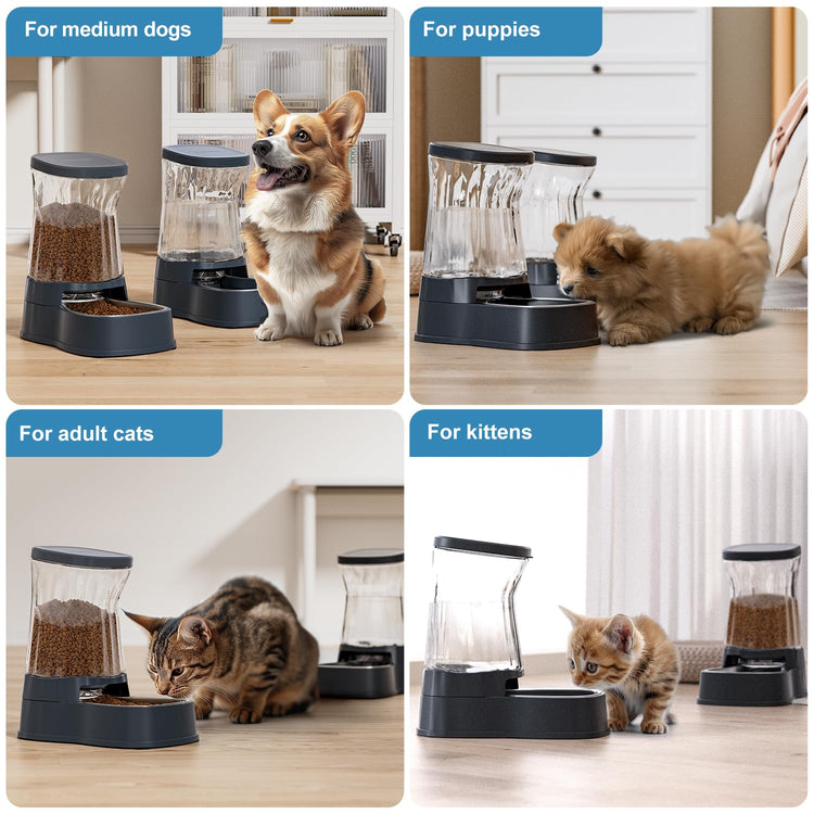 Gardner Pet Automatic Dog Water Dispenser Gravity Stainless Steel Water Waterer Feeder, 100% BPA-Free Large Capacity Water Feeding Bowls for Medium & Large-Sized Dogs Cats Other Pets -(1 Gallon)