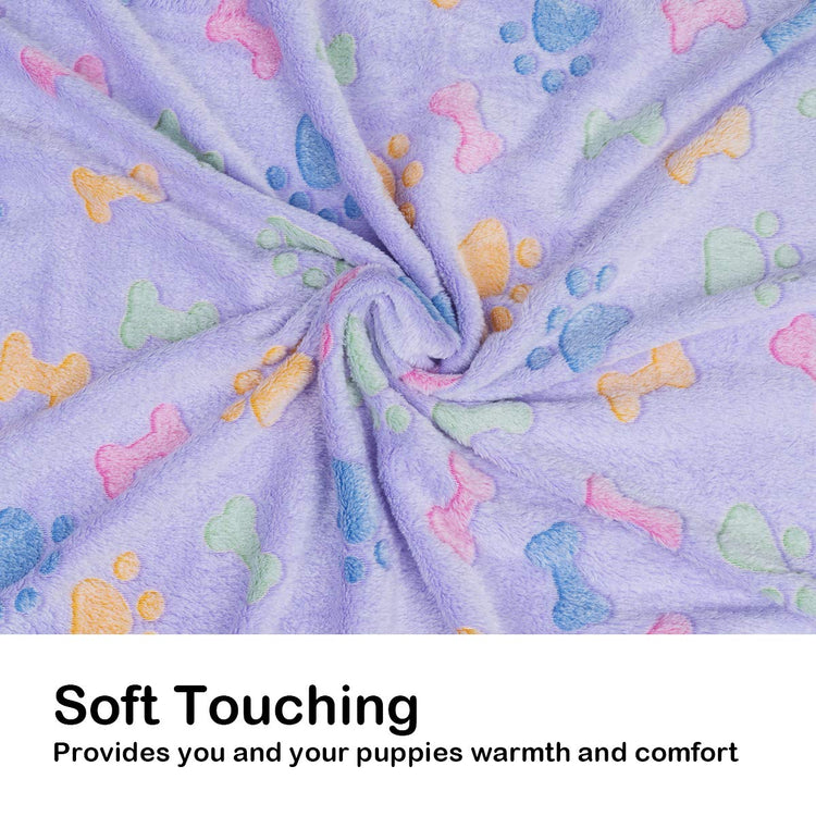 Dono 1 Pack 3 Dog Blankets, Soft Fluffy Fleece Pet Blanket Warm Sleep Mat Paw Print Design Puppy Kitten Throw Blanket Doggy Mat Blanket for Dogs