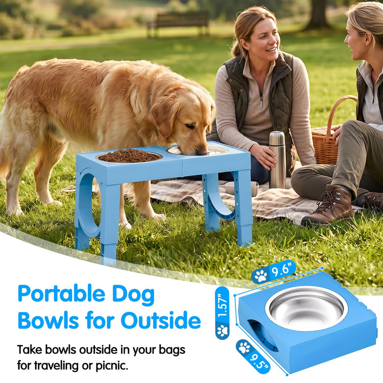XIAZ Elevated Dog Bowls Large Breed Raised Dogs Bowl Stand Large/Medium Sized Dog Stainless Steel Food Water Bowl Stands 5 Heights Adjustable 9/11/12/14in Black Pet Feeder Dish Station