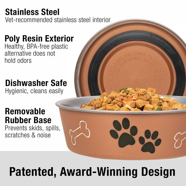 Loving Pets Bella Dog Bowls- Stainless Steel Dog & Cat Bowls - Spill Proof Dog Food Bowl, Cat Bowl, Puppy Essentials & Pet Supplies Great for Home & Travel (Medium 20-35 lbs, Blueberry)