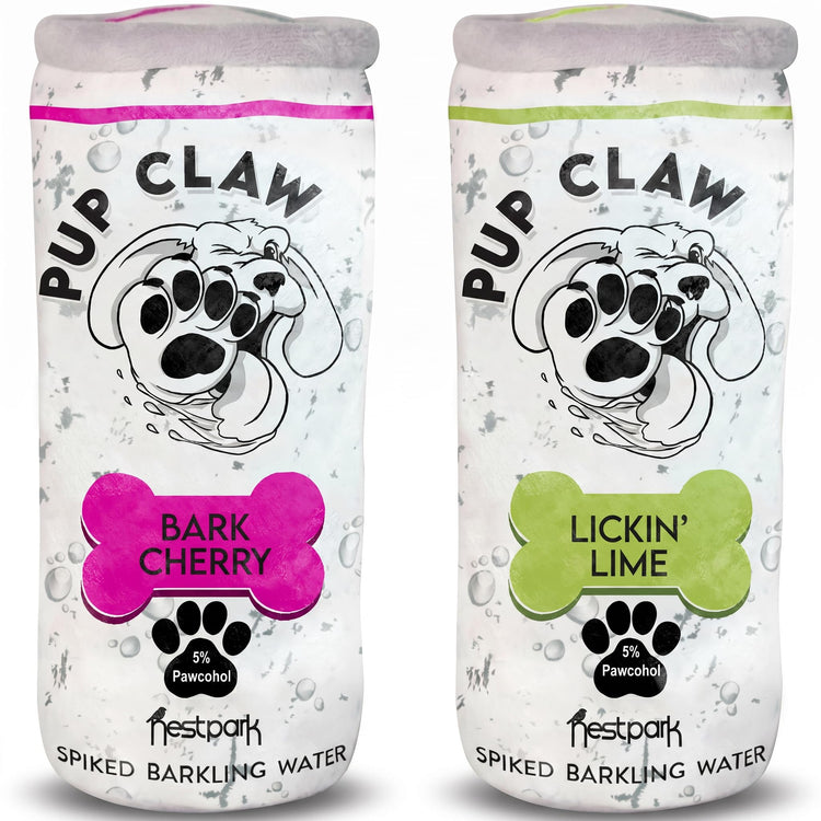 Nestpark Pup Claw Dog Toys - Funny Cute Plush Dog Toys with Squeaker and Crinkle - Parody (2 Pack) (Tropical Pack)