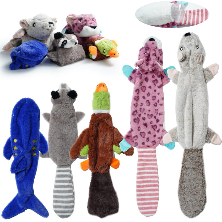 Nocciola Dog Squeaky Toys, 5 PCS Crinkle Plush Dog Toys, No Stuffing Dog Toys for Small Medium Large Dogs, Stuffless Puppy Toys for Boredom