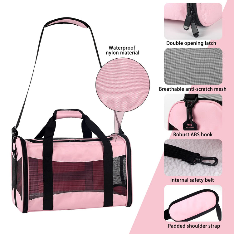 Cat Dog Carriers Soft-Sided Pet Carrier Large Cats for Medium Big Cat Small Dog Puppy up to 16lbs TSA Airline Approved Animal Collapsible Cat Carrier Carriers Travel Carrier Cat Bag (17x11x11)