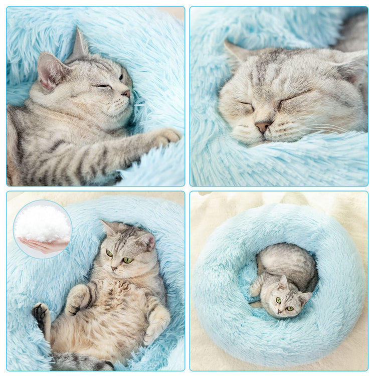 Dog Bed for Small Medium Large Dogs Cats, 20 inch Calming Washable-Round Cozy Soft Pet Bed for Puppy and Kitten with Slip-Resistant Bottom