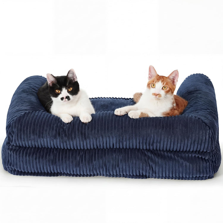 FUKUMARU Dog Couch Bed, Corduroy Cozy Cat Bed for Indoor Cats with Washable Cover, 28in Waterproof Orthopedic Dog Beds Sofa for Small Dogs and Large Cats, Cute Warm Cotton Pet Sofa, Green