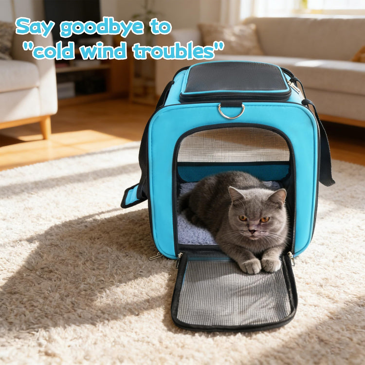 YUNIQUE Soft-Sided Cat & Dog Carrier for Pets Up to 15 Lbs, Airline Approved Collapsible Travel Puppy Carrier with Lightweight Fabric Design (Grey)