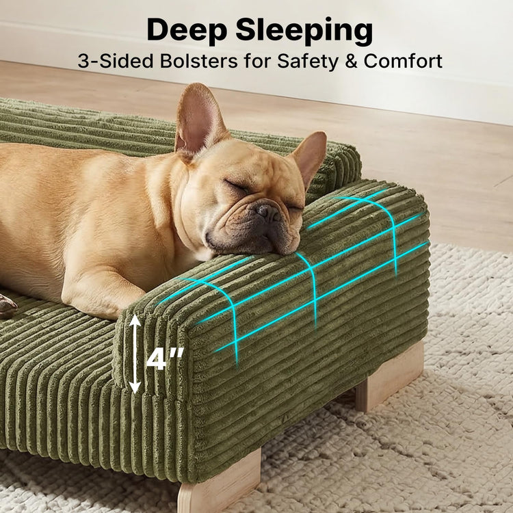 Veehoo Elevated Dog Bed Indoor, Wood Furniture Style Dog Couch Sofa with Removable Washable Cover, Cute & Durable Dogs Bed Furniture for Small Dogs & Puppies Up to 40 lbs