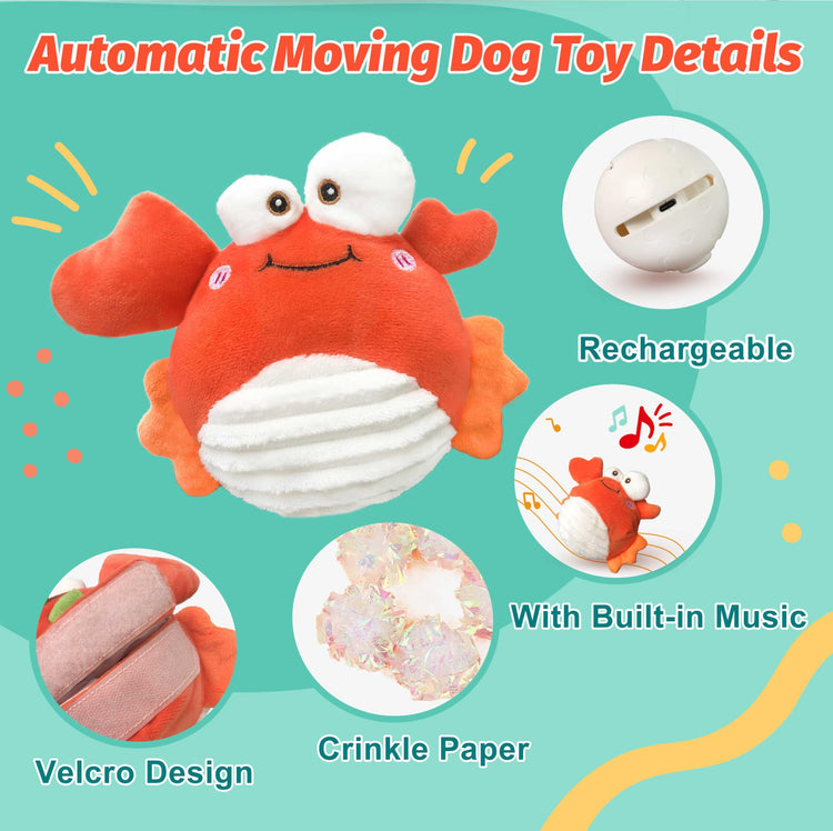 GUKCO Interactive Moving Dog Toys – Plush Chew Toy with Bouncing Ball, Music & Recording | Rechargeable Self-Play Toys for Small, Medium & Large Dogs to Keep Them Engaged (Turtle)