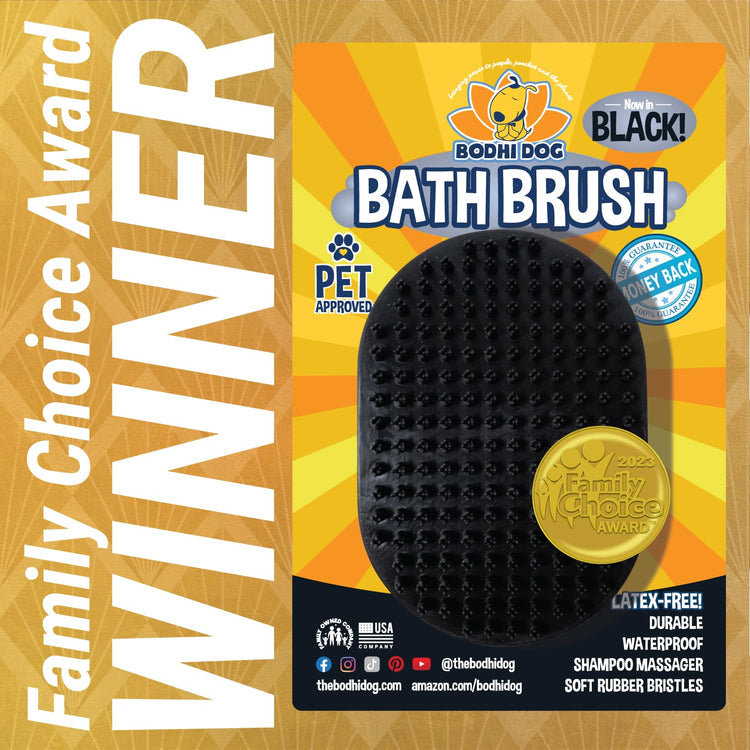 Bodhi Dog Shampoo Brush - Pet Grooming & Bath Supplies for Dogs and Cats - Bath Brush for Long & Short Hair - Premium Scrubber for Shower, Bathing & Massage (One Pack, Silver Glitter)