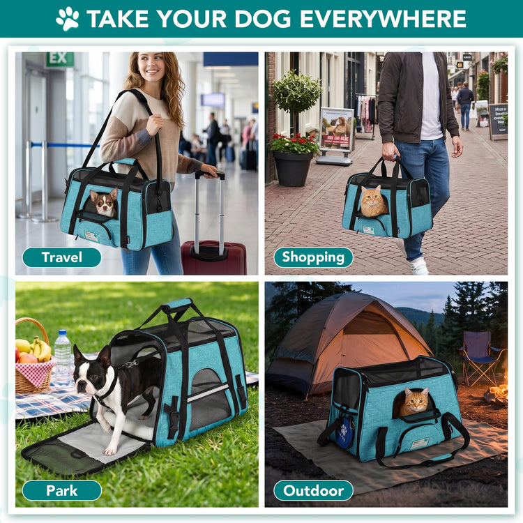 PetAmi Airline Approved Pet Carrier for Cats & Small Dogs, Soft Sided TSA Travel Carrier Bag with Sherpa Bed, Breathable Mesh Ventilation, Collapsible Bowl, Fits Under Seat, Up to 18 lbs, Small Pink