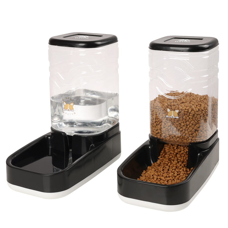 Elevon Automatic Cat Feeder, Gravity Food and Water Dispenser Bowl Set for Small Medium Dogs Animals, Pet Feeder Dispenser Storage Food, 3.8L Large Capacity, White & Gray