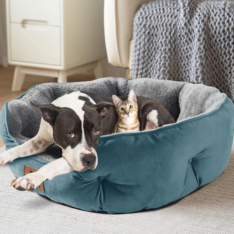 Asvin Small Dog Bed for Small Dogs, Cat Beds for Indoor Cats, Pet Bed for Puppy and Kitty, Extra Soft & Machine Washable with Anti-Slip & Water-Resistant Oxford Bottom, Grey, 20 inches