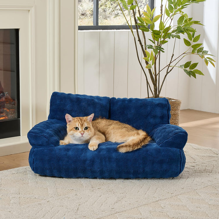 Cat Couch Bed, Cute Soft Pet Sofa for Indoor Cats Kittens Puppies with Removable Washable Cover, 26"x15", Dusty Purple