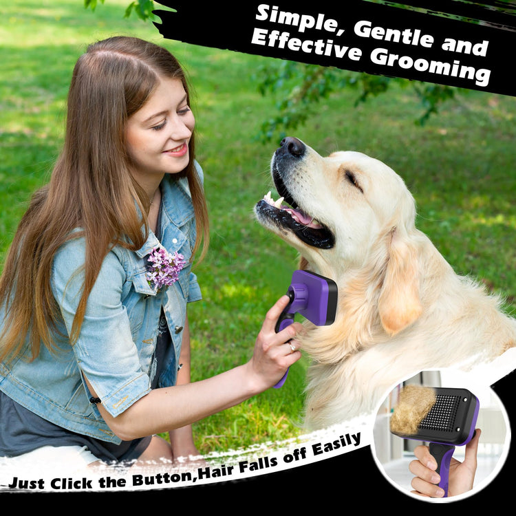 Augwind 7 in 1 Pet Grooming Kit - Dog&Cat Comb, Deshedding Brush, Nail Clipper with File, Bath Brush - Premium Pet Supplies (Blue)