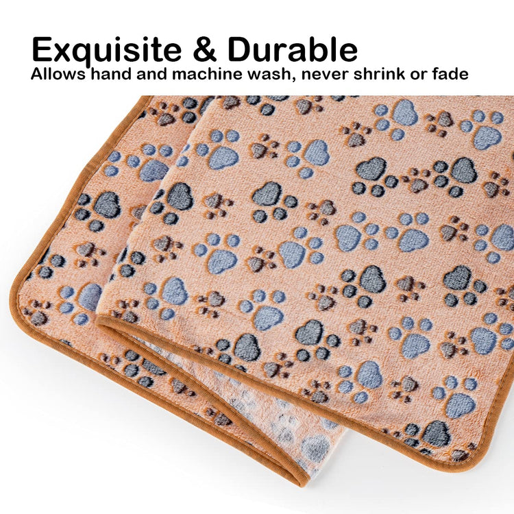 Dono 1 Pack 3 Dog Blankets, Soft Fluffy Fleece Pet Blanket Warm Sleep Mat Paw Print Design Puppy Kitten Throw Blanket Doggy Mat Blanket for Dogs