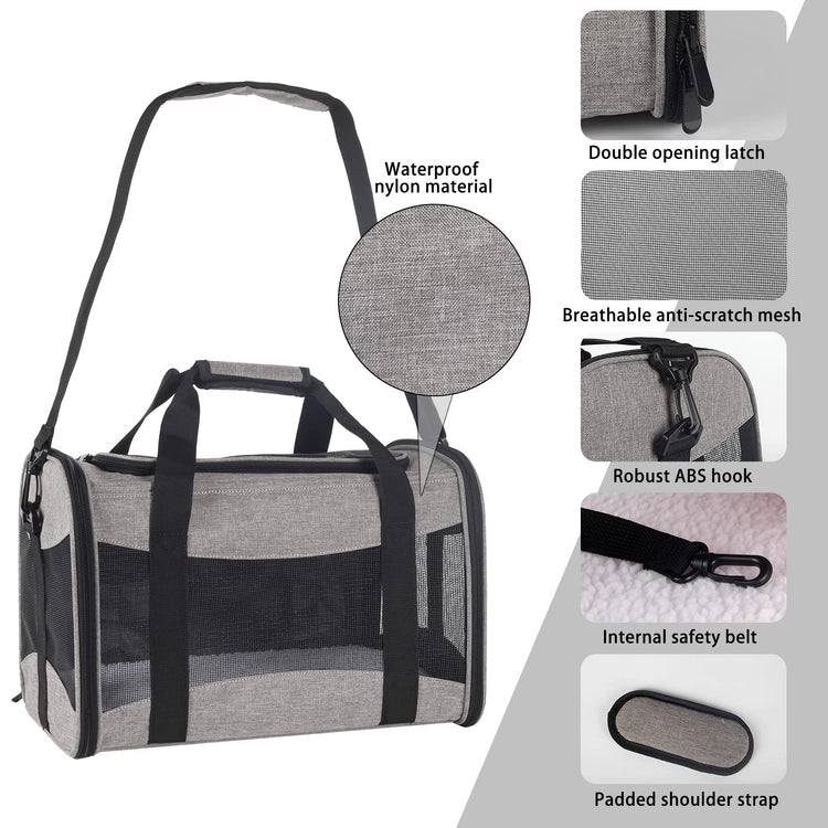 Cat Dog Carriers Soft-Sided Pet Carrier Large Cats for Medium Big Cat Small Dog Puppy up to 16lbs TSA Airline Approved Animal Collapsible Cat Carrier Carriers Travel Carrier Cat Bag (17x11x11)