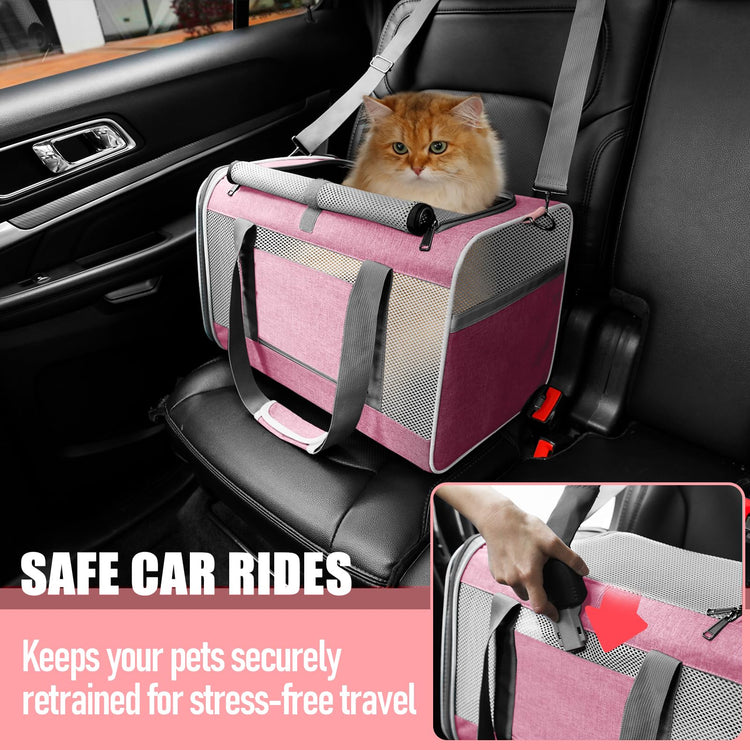 GAPZER Small Dog Carrier Cage Soft Chihuahua / Softshell Big Cat Carrier Maine Coon / Pet Taxi Carrying Bag over 25lbs / Top Loader Travel Kennel Brown