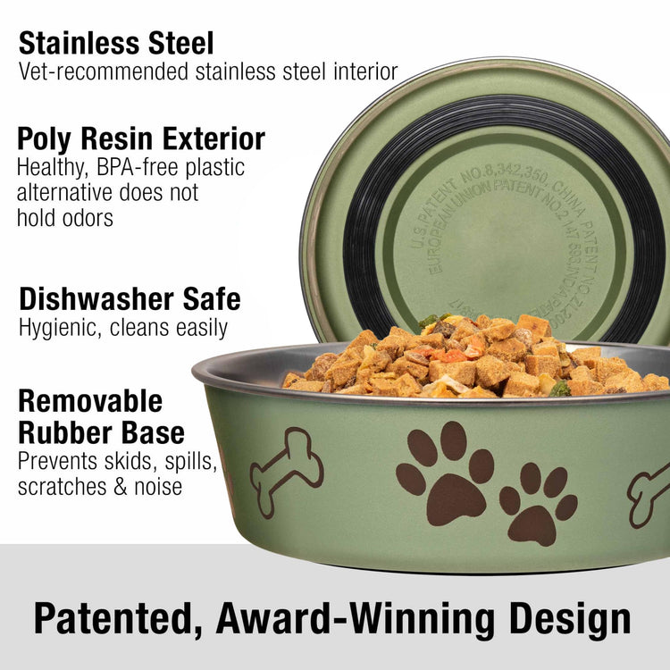 Loving Pets Bella Dog Bowls- Stainless Steel Dog & Cat Bowls - Spill Proof Dog Food Bowl, Cat Bowl, Puppy Essentials & Pet Supplies Great for Home & Travel (Medium 20-35 lbs, Blueberry)