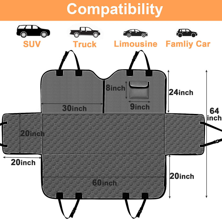 Mancro Dog Car Seat Cover for Back Seat, 2026 Upgraded 600D Heavy Duty Waterproof & Scratch-Resistant Dog Hammock for Car, Back Seat Pet Cover for Dogs with Sedan, Trucks and SUVs, Standard, Black