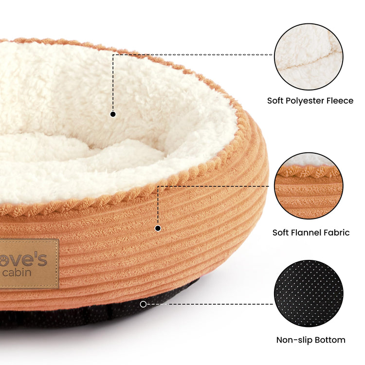 Love's cabin Round Donut Cat and Dog Cushion Bed, 20in Bed for Cats or Small Dogs, Anti-Slip & Water-Resistant Bottom, Super Soft Durable Fabric Pet Beds, Washable Luxury Cat & Dog Bed Gray