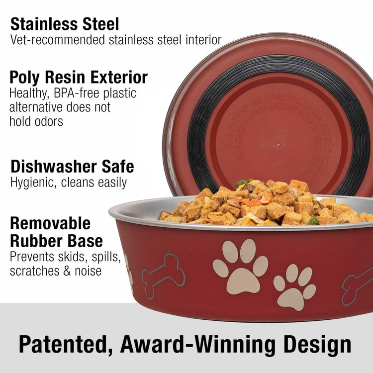 Loving Pets Bella Dog Bowls- Stainless Steel Dog & Cat Bowls - Spill Proof Dog Food Bowl, Cat Bowl, Puppy Essentials & Pet Supplies Great for Home & Travel (Medium 20-35 lbs, Blueberry)