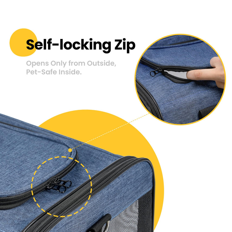 Conlun Cat Carrier Airline Approved, Soft-Sided Dog Carrier with Inner Safety Leash, Pet Transport Carrier for Small-Medium Cats Puppies up to 15 Lbs, Collapsible Travel Kitten Carrier Bag -BlackM