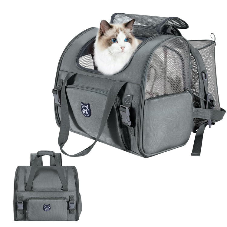 Lollimeow Expandable Cat Carrier Backpack for Large Cats - Airline Approved Pet Carrier Backpack for Small Dogs, Hiking & Travel, Waterproof with Breathable Mesh, 14lbs Capacity (Plum, Standard)