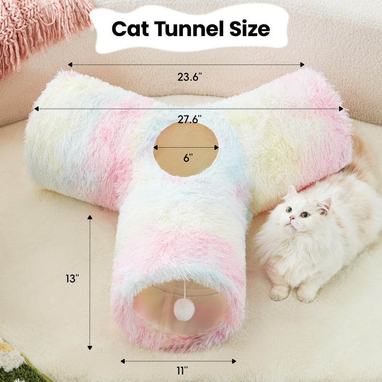 Tempcore Pet Cat Tunnel Tube Cat Toys 3 Way Collapsible, Tunnels for Indoor Cats，Kitty Bored Peek Hole Toy Ball Cat, Puppy, Kitty, Kitten, Rabbit