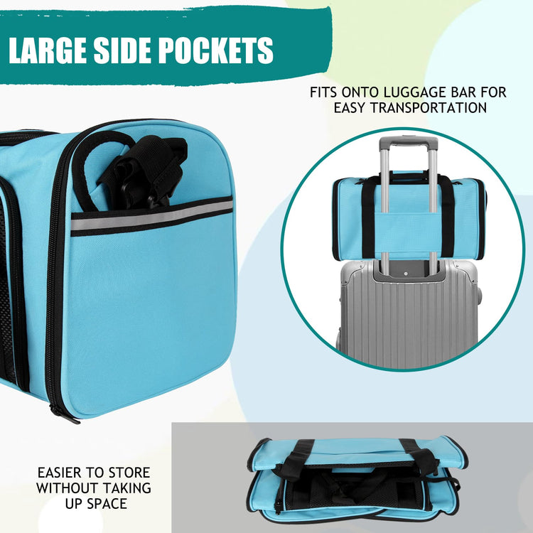 Cat, Dog Carrier for Small Medium Pet Carriers Up to15Lbs, Cats Carrier Soft- Sided Puppy Dogs Bag Portable Foldable Airline Approved Carrier Travel (Green 18 * 11 * 11)