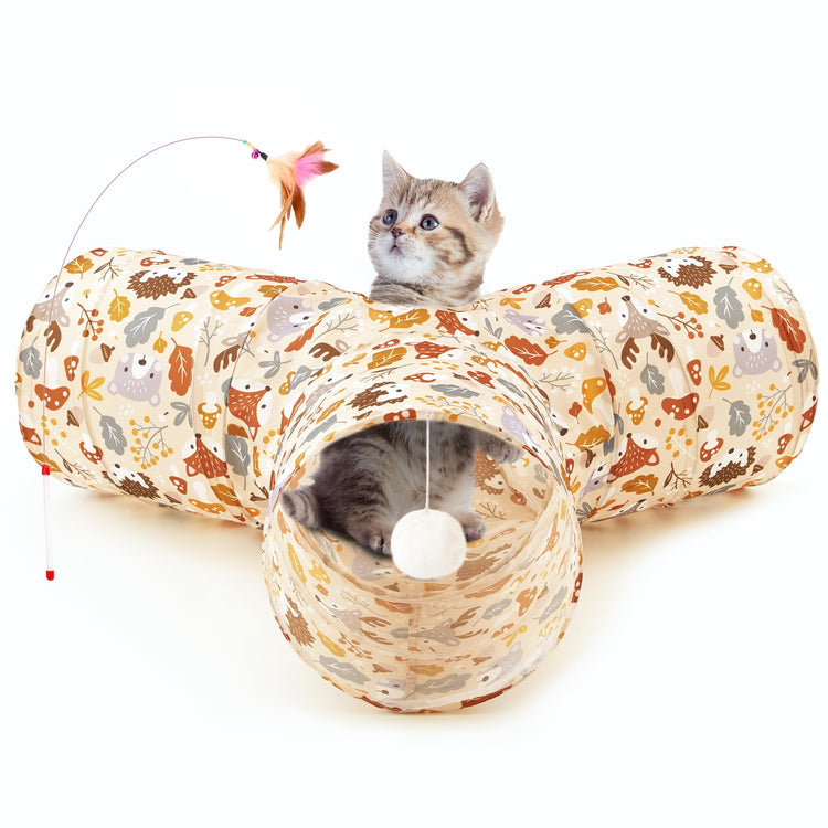 Tempcore Pet Cat Tunnel Tube Cat Toys 3 Way Collapsible, Tunnels for Indoor Cats，Kitty Bored Peek Hole Toy Ball Cat, Puppy, Kitty, Kitten, Rabbit