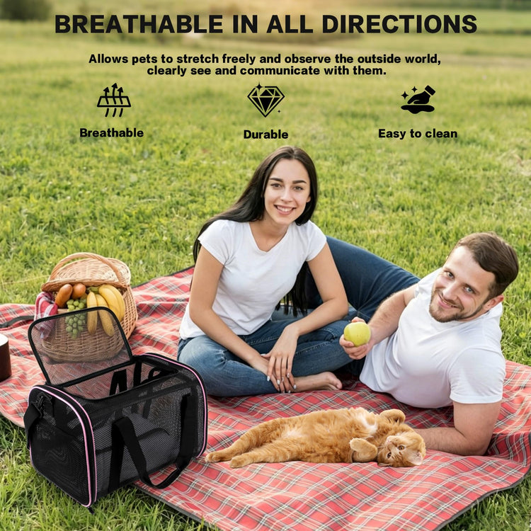 Cat Carrier Dog Carrier Pet Carriers Soft-Sided Cats Bag Animal Carriers Puppy Carrying Bag TSA Airline Approved Small Dog Carrier Soft Sided, Collapsible Travel Carriers for Big Cats(Up to 16lbs),