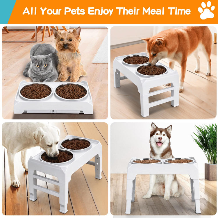 COMESOON Elevated Dog Bowls, 4 Height Adjustable Raised Bowl Stand with 2 Thick 50oz Stainless Steel Food Bowls Non-Slip Feeder Adjusts to 3.7'', 9.2'', 10.75'', 12.36'' Black, (DB-W01)