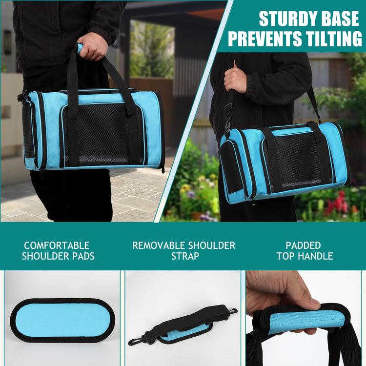 Cat, Dog Carrier for Small Medium Pet Carriers Up to15Lbs, Cats Carrier Soft- Sided Puppy Dogs Bag Portable Foldable Airline Approved Carrier Travel (Green 18 * 11 * 11)