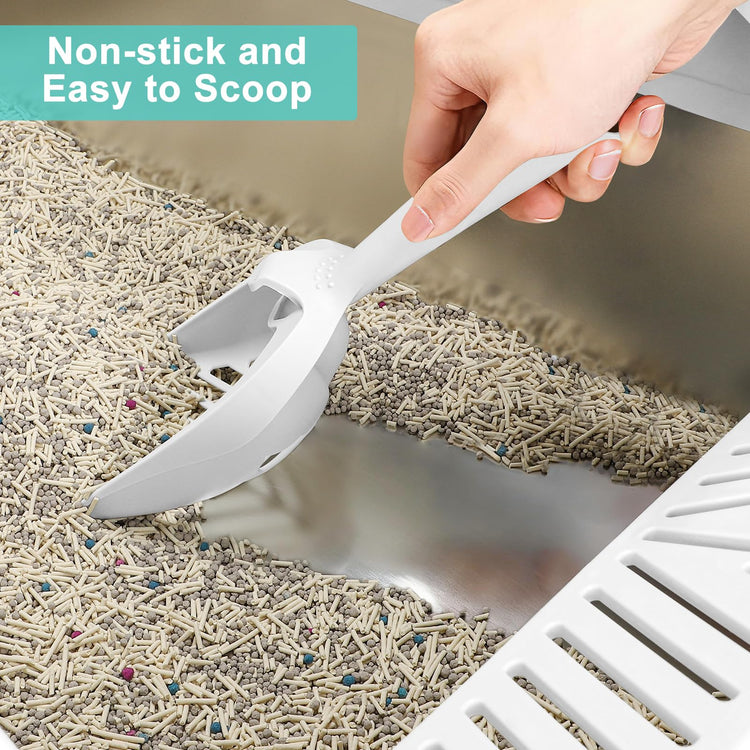 2 Pack Stainless Steel Litter Box for Kitty | Metal Kitty Litter Box with Lid High Sided for Small Cats or Injured Cats, Bunny Litter Boxes, Low Entry, Odor-Free, Non-Stick,Includes Scoop