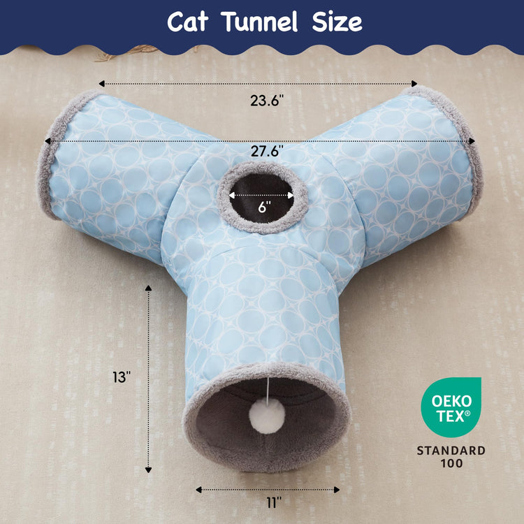 Tempcore Pet Cat Tunnel Tube Cat Toys 3 Way Collapsible, Tunnels for Indoor Cats，Kitty Bored Peek Hole Toy Ball Cat, Puppy, Kitty, Kitten, Rabbit