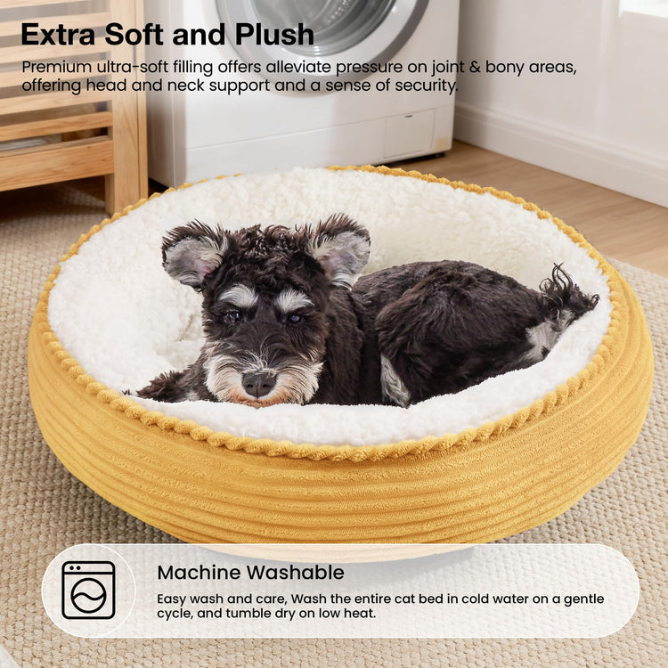 Love's cabin Round Donut Cat and Dog Cushion Bed, 20in Bed for Cats or Small Dogs, Anti-Slip & Water-Resistant Bottom, Super Soft Durable Fabric Pet Beds, Washable Luxury Cat & Dog Bed Gray