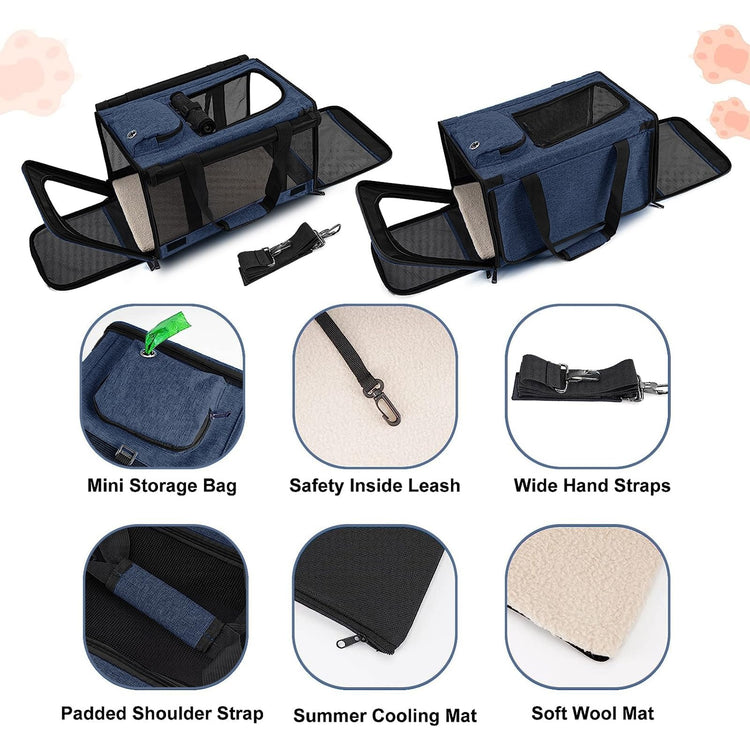 GAPZER Pet Carrier for Large Cats, Soft-Sided Cat Carrier for Medium Big Cats and Puppy up to 20lbs, Washable Dog Carrier Privacy Protection for Home Outdoor Travel
