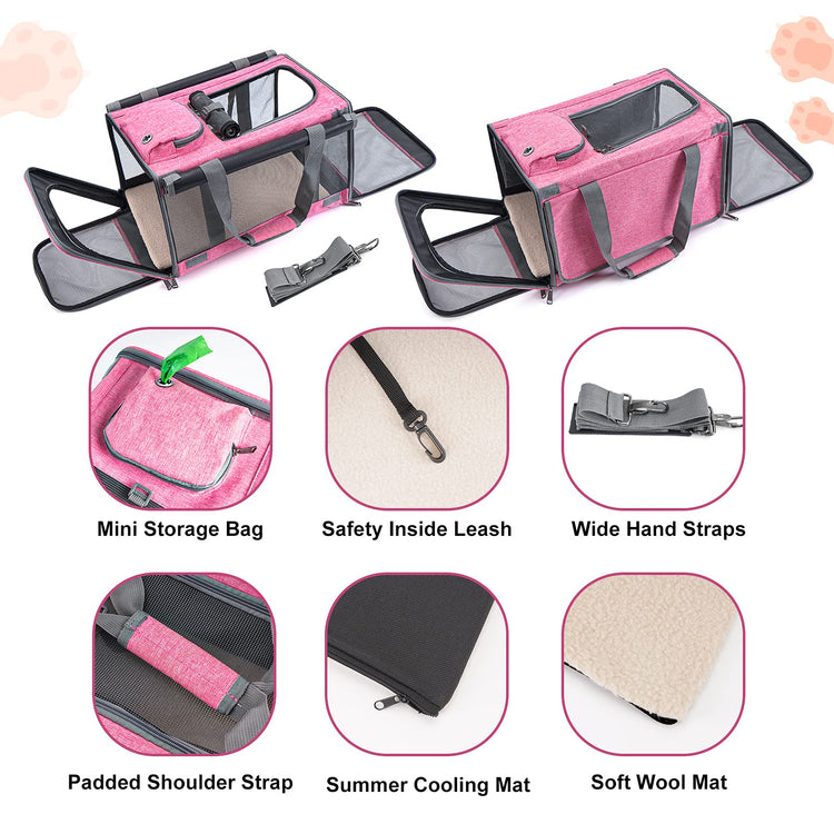 GAPZER Pet Carrier for Large Cats, Soft-Sided Cat Carrier for Medium Big Cats and Puppy up to 20lbs, Washable Dog Carrier Privacy Protection for Home Outdoor Travel