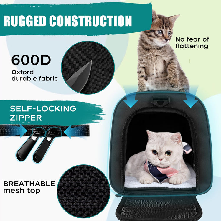 Cat, Dog Carrier for Small Medium Pet Carriers Up to15Lbs, Cats Carrier Soft- Sided Puppy Dogs Bag Portable Foldable Airline Approved Carrier Travel (Green 18 * 11 * 11)