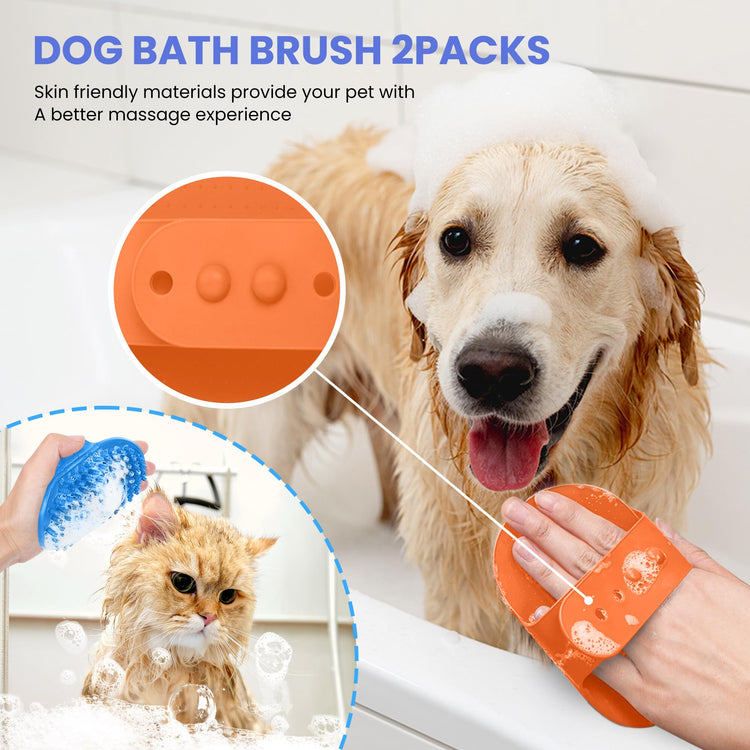 Self Cleaning Shedding Brush - 5-in-1 Professional Pet Grooming Kit Skin Friendly Grooming Tool for Dogs, Cats, and Puppies, Deshedding and Hair Removal for Long and Short Haired Pets, Blue