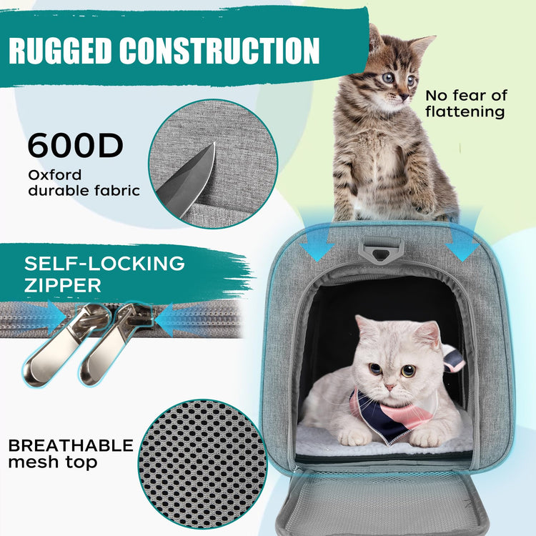 Cat, Dog Carrier for Small Medium Pet Carriers Up to15Lbs, Cats Carrier Soft- Sided Puppy Dogs Bag Portable Foldable Airline Approved Carrier Travel (Green 18 * 11 * 11)