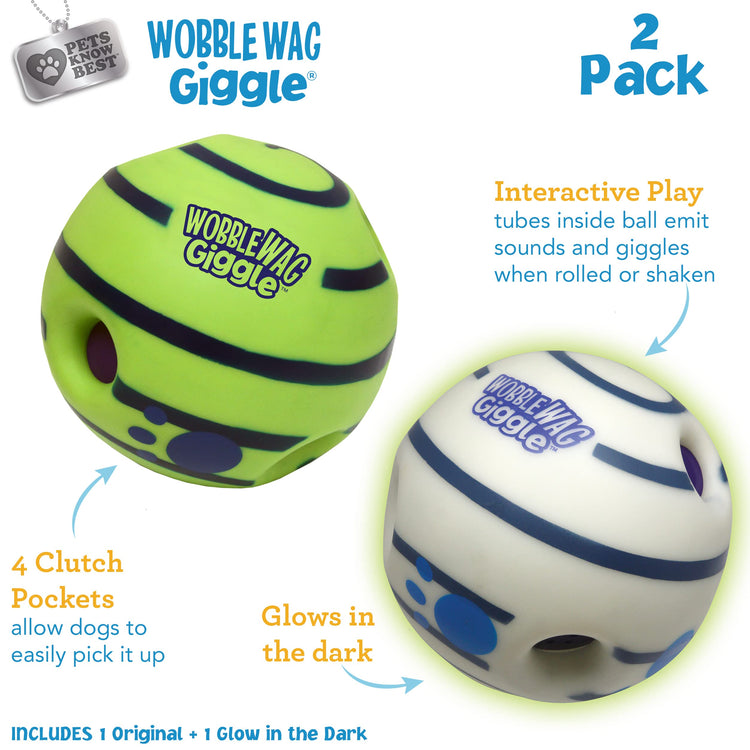 Wobble Wag Giggle Ball, Interactive Dog Toy, Fun Giggle Sounds When Rolled or Shaken, Pets Know Best, As Seen On TV