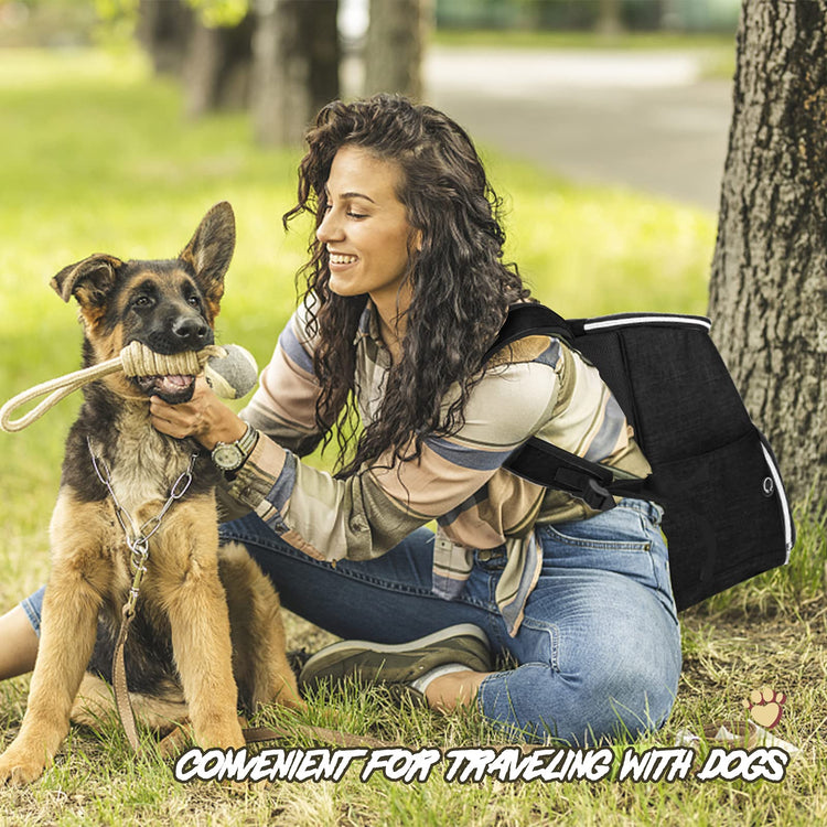 BAGLHER丨Dog Travel Bag Backpack, Airline Approved Pet Supplies Backpack, Dog Travel Bag with 2 Silicone Collapsible Bowls and 2 Food Baskets, Black