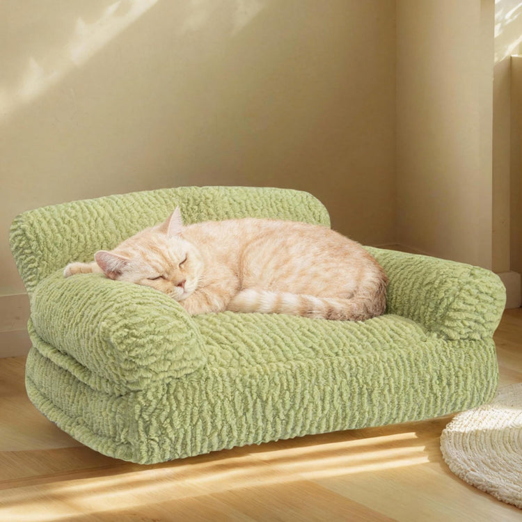 KHONSU PET Pink Cat Couch Sofa Bed - Fluffy Orthopedic Pet Lounge for Indoor Cats, Removable Washable Cover, Supportive Kitten Couch, 24 inch